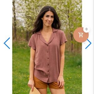 Meemoza Cruz Blouse linen viscose Women's Short Sleeve Button-Up Top.